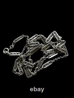 Collier argent massif ancien vintage Maille Olive 1900 Unisexe Chaine intemporel