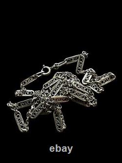 Collier argent massif ancien vintage Maille Olive 1900 Unisexe Chaine intemporel