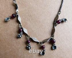 Collier en argent massif et pierres violettes Bijou ancien