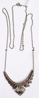 Collier pendentif ART DECO argent massif + strass necklace bijou ancien