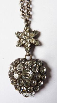 Collier pendentif argent massif coeur de Marie ancien 19e silver heart necklace