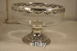 Coupe Ancien Argent Massif Cristal Grave Antique Solid Silver Cup Centerpiece