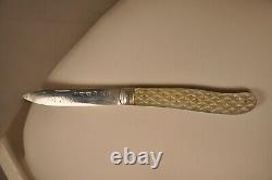 Couteau De Poche Ancien Argent Massif Antique Mother Of Pearl Solid Silver Knife