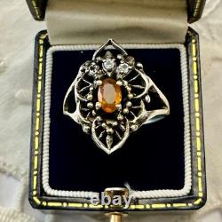 Createur Opale De Feu & Tanzanites Ancienne Bague Argent Massif