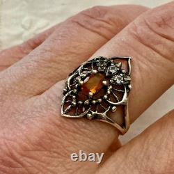 Createur Opale De Feu & Tanzanites Ancienne Bague Argent Massif