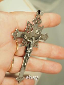 Croix Regionale Ancienne Argent Massif Antique Silver Cross Pendant