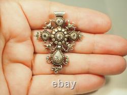 Croix Regionale Ancienne Quadrille Normande Argent Massif Silver Antique Cross