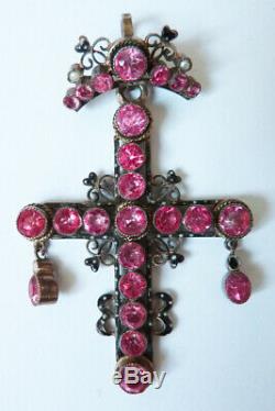 Croix pendentif argent massif Bijou régional Provence ancien silver cross