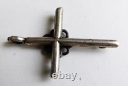 Croix pendentif en argent massif Bijou ancien 18e siècle silver cross