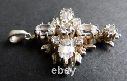 Croix pendentif en argent massif et zircon Bijou ancien silver cross