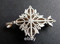 Croix pendentif en argent massif et zircon Bijou ancien silver cross