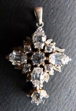 Croix pendentif en argent massif et zircon Bijou ancien silver cross