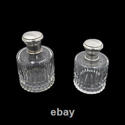 Deux Anciens Flacons De Parfum En Cristal Et Argent Massif, French Sterling
