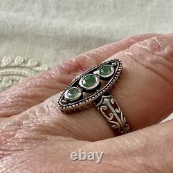 EMERAUDE VERITABLE, ARGENT Massif, Belle BAGUE ANCIENNE
