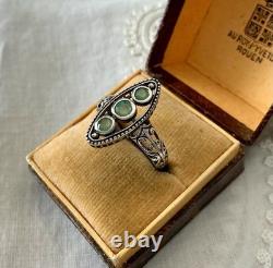 EMERAUDE VERITABLE, ARGENT Massif, Belle BAGUE ANCIENNE
