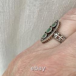 EMERAUDE VERITABLE, ARGENT Massif, Belle BAGUE ANCIENNE