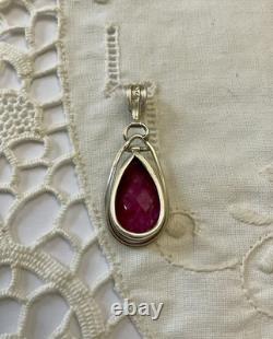 ÉNORME RUBIS VERITABLE, ARGENT MASSIF, CREATEUR ANCIEN PENDENTIF, UNIQUE Bijou