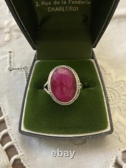 ENORME RUBIS VÉRITABLE, ARGENT MASSIF, Remarquable BAGUE ANCIENNE