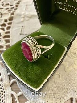 ENORME RUBIS VÉRITABLE, ARGENT MASSIF, Remarquable BAGUE ANCIENNE
