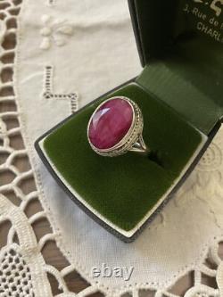 ENORME RUBIS VÉRITABLE, ARGENT MASSIF, Remarquable BAGUE ANCIENNE