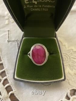 ENORME RUBIS VÉRITABLE, ARGENT MASSIF, Remarquable BAGUE ANCIENNE