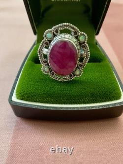 Énorme Naturel Rubis Opale Argent Massif, Splendide Ancienne Bague