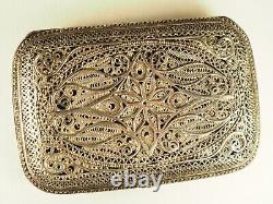Etui A Cigarettes Ancien Argent Massif Filigrane Antique Silver Filigree Case