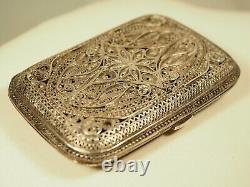 Etui A Cigarettes Ancien Argent Massif Filigrane Antique Silver Filigree Case