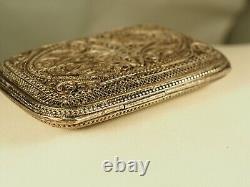 Etui A Cigarettes Ancien Argent Massif Filigrane Antique Silver Filigree Case