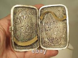 Etui A Cigarettes Ancien Argent Massif Filigrane Antique Silver Filigree Case
