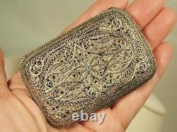 Etui A Cigarettes Ancien Argent Massif Filigrane Antique Silver Filigree Case