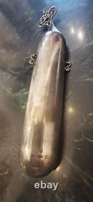Étui Châtelaine Ancien Argent Massif, Marine