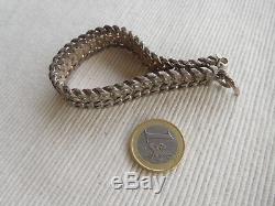 Fort Bracelet Ancien En Argent Massif Cygne 67 Grammes 19 Cms Ruban Tresse Gb17