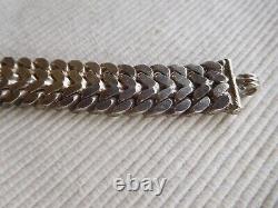 Fort Bracelet Ancien En Argent Massif Cygne 67 Grammes 19 Cms Ruban Tresse Gb17