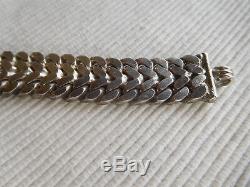 Fort Bracelet Ancien En Argent Massif Cygne 67 Grammes 19 Cms Ruban Tresse Gb17