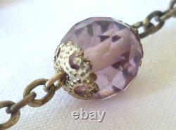 Grand Chapelet Ancien Argent Massif Et Grains En Verre De Couleur