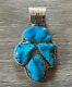 Grand Pendentif Ancien Argent Massif Et Turquoise Signé O. Crespin