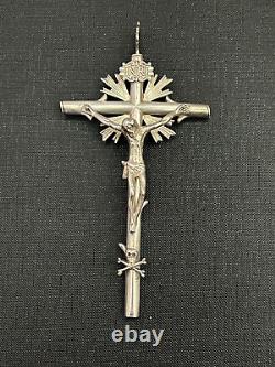 Grande croix pectorale ancienne 19ème argent massif