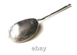 Grande cuillère à caviar russe ancienne en argent massif 84 poinçon