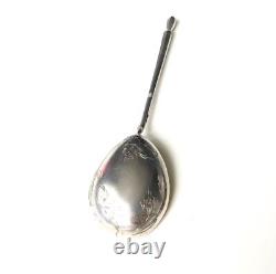 Grande cuillère à caviar russe ancienne en argent massif 84 poinçon