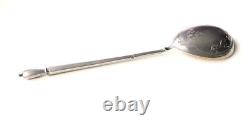 Grande cuillère à caviar russe ancienne en argent massif 84 poinçon