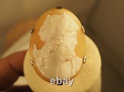 Grosse Bague Ancienne Argent Massif Camee Antique Silver Carved Cameo Ring T52