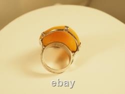 Grosse Bague Ancienne Argent Massif Camee Antique Silver Carved Cameo Ring T52