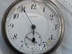 Grosse Montre De Gousset Ancienne Argent Massif Havila Pocket Watch Antique