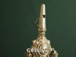 Hochet Siffleur Ancien Argent Massif Antique Silver Rattle Cherub