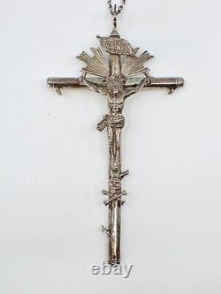 Importante croix régionale ancienne crucifix en argent massif debut XIXeme