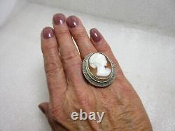 Imposante BAGUE ancienne ART DECO signé FAHRNER Camée & Argent massif Ring