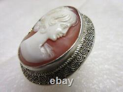 Imposante BAGUE ancienne ART DECO signé FAHRNER Camée & Argent massif Ring