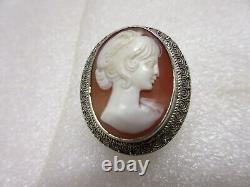 Imposante BAGUE ancienne ART DECO signé FAHRNER Camée & Argent massif Ring