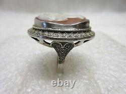Imposante BAGUE ancienne ART DECO signé FAHRNER Camée & Argent massif Ring